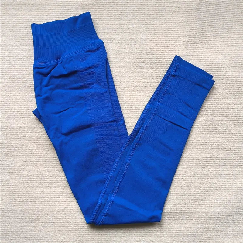 Women Scrunch Butt Seamless Leggings Blue