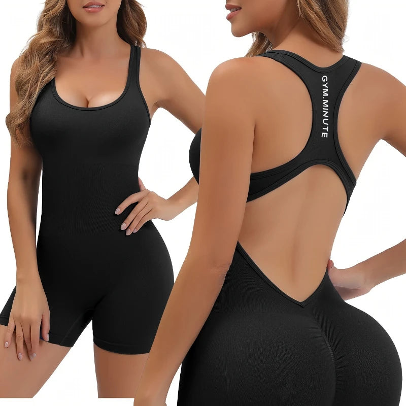 Women's Workout Jumpsuit - Pink Stretchy Activewear