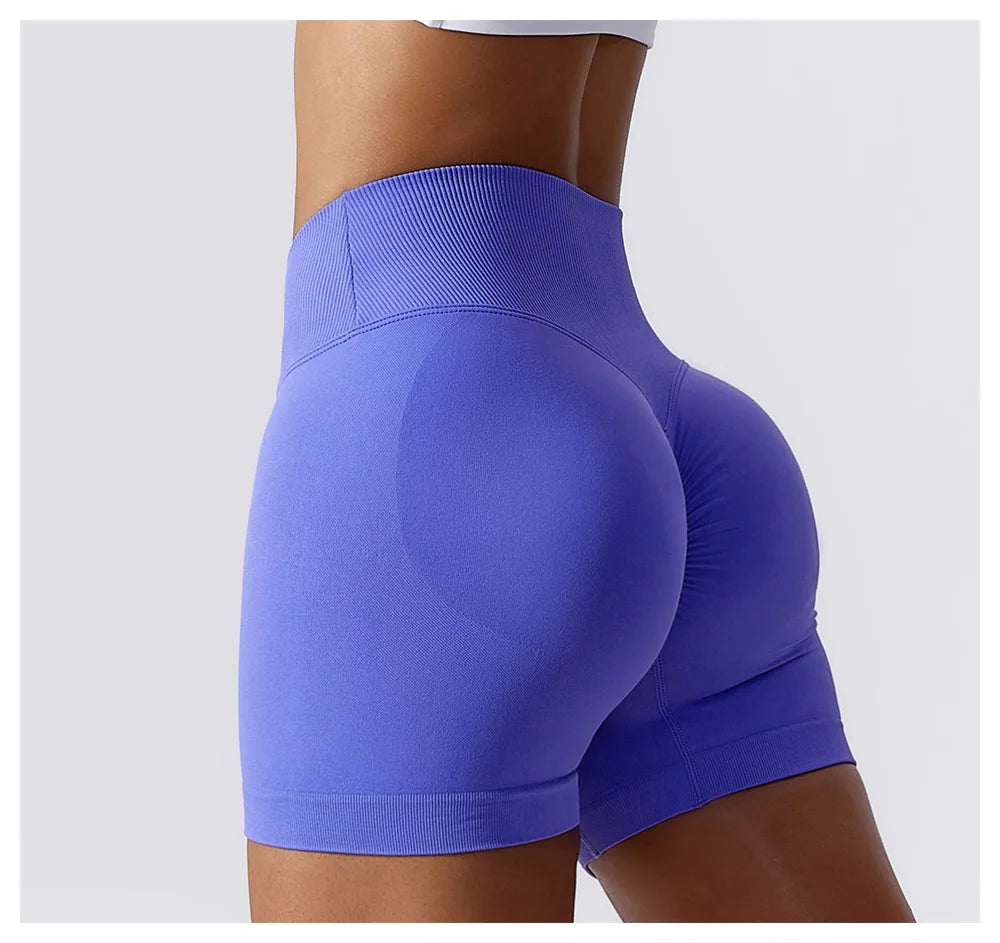 KiKis High Waist Seamless Yoga Shorts in Blue