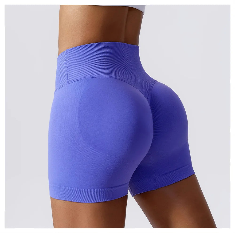 KiKis High Waist Seamless Yoga Shorts in Blue
