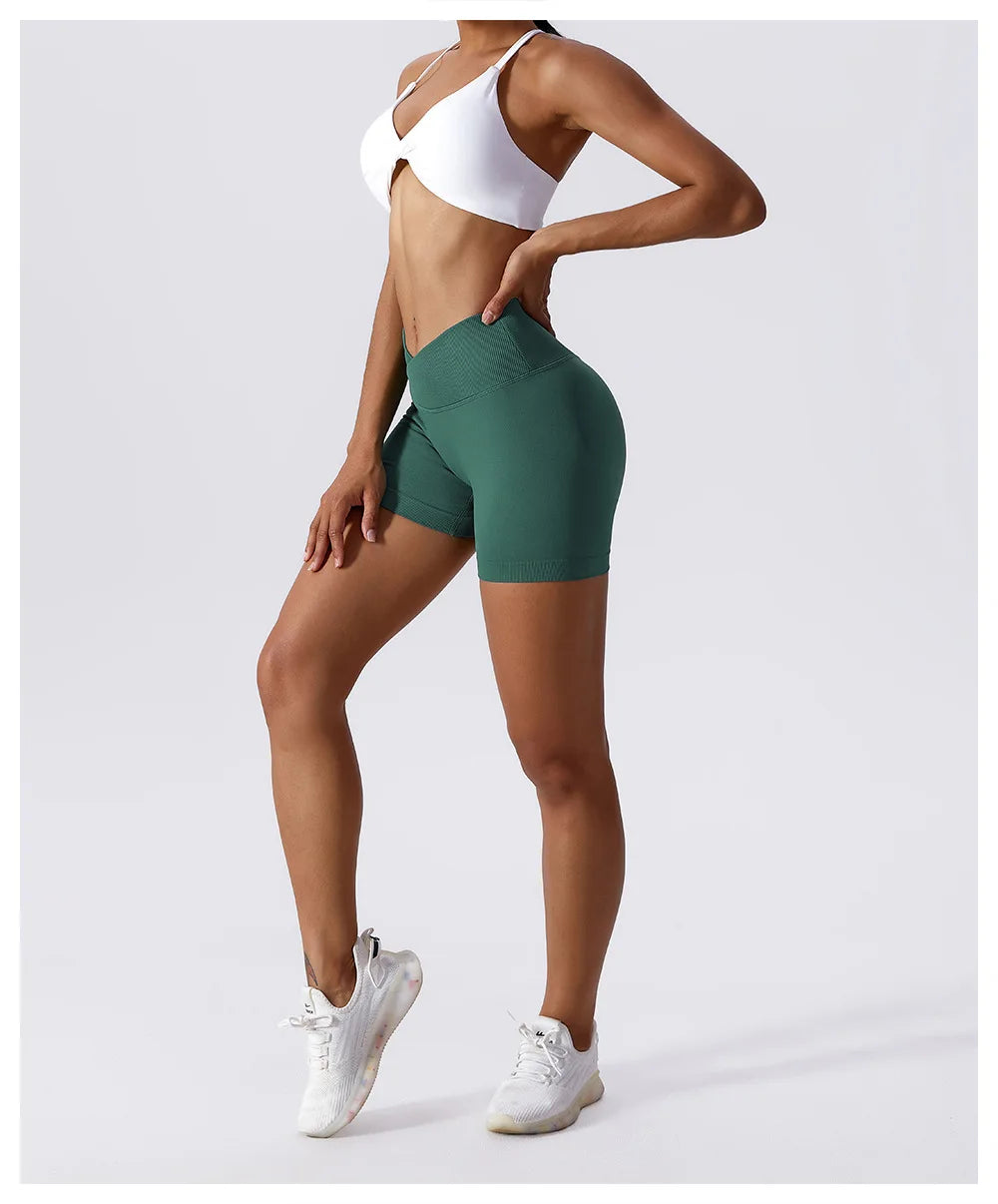 KiKis High Waist Seamless Yoga Shorts in Blue