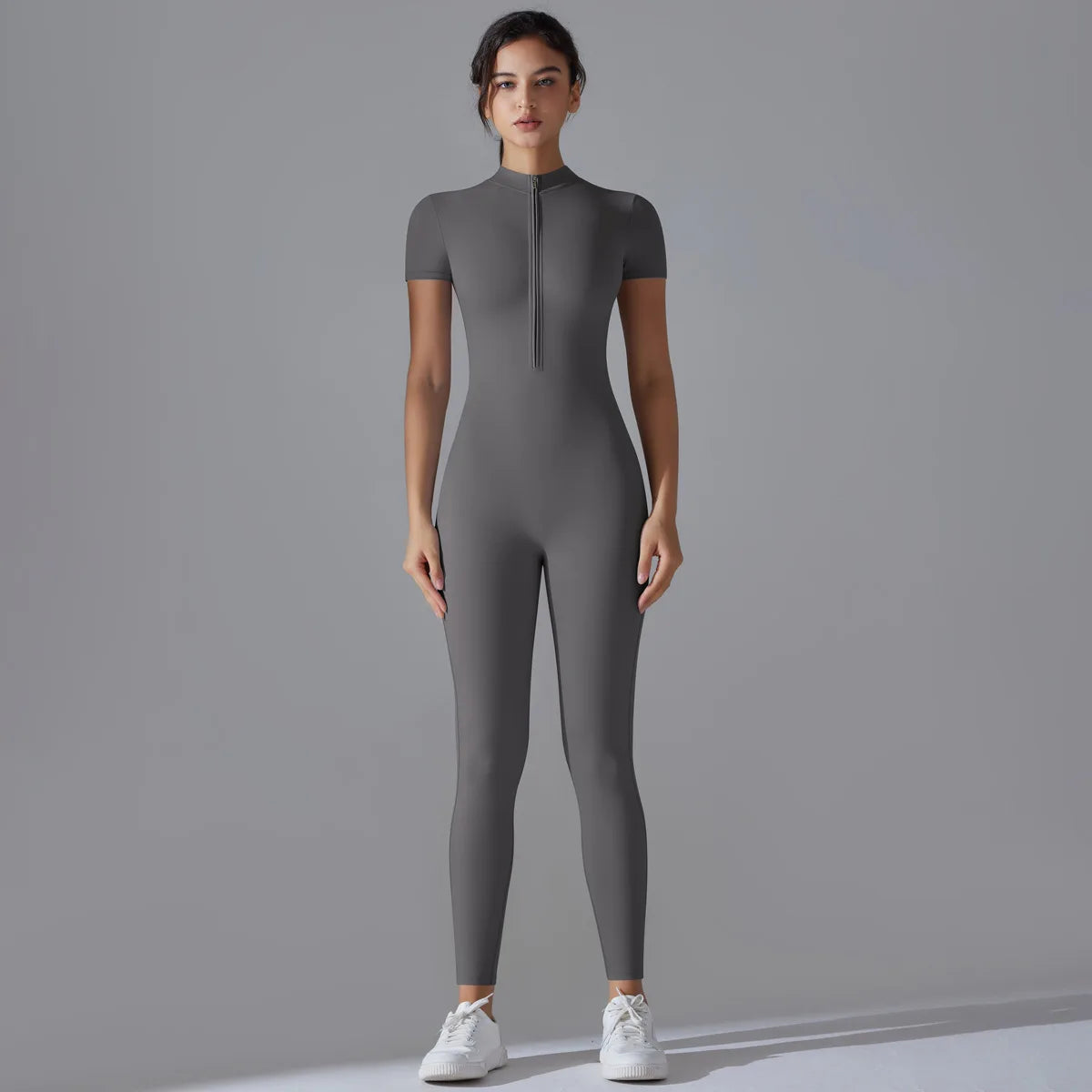 Women's Zipper Yoga Jumpsuit Stretchy Slim Fit