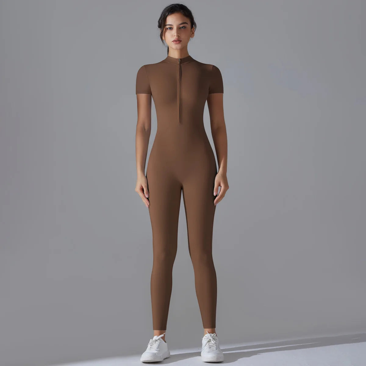 Women's Zipper Yoga Jumpsuit Stretchy Slim Fit