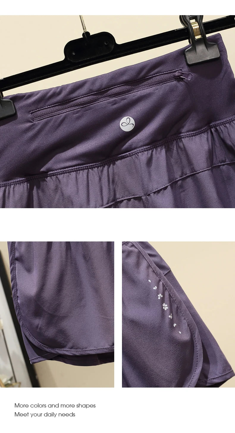 DRUR Women Yoga Shorts High Waist Double Layer Running Gym Shorts With Pocket Summer Sportswear Fitness Clothes Jogger Short New