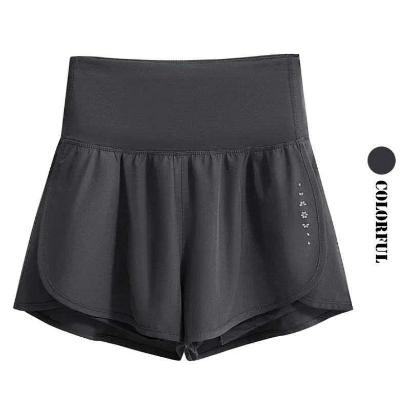 DRUR Women Yoga Shorts High Waist Double Layer Running Gym Shorts With Pocket Summer Sportswear Fitness Clothes Jogger Short New