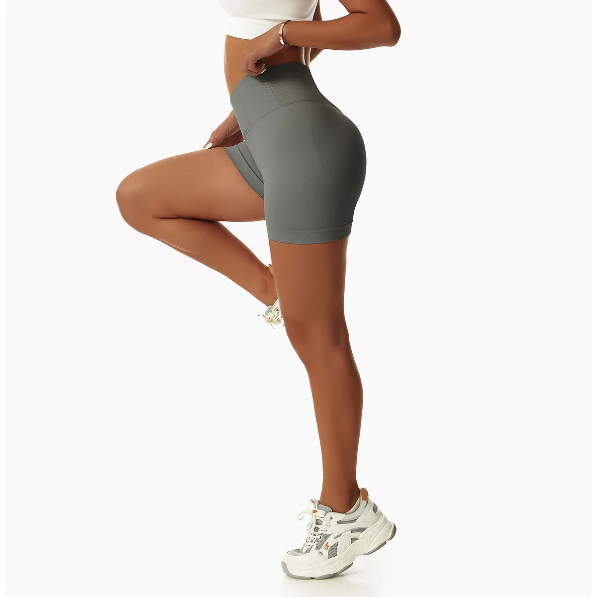 KiKis High Waist Seamless Yoga Shorts in Blue