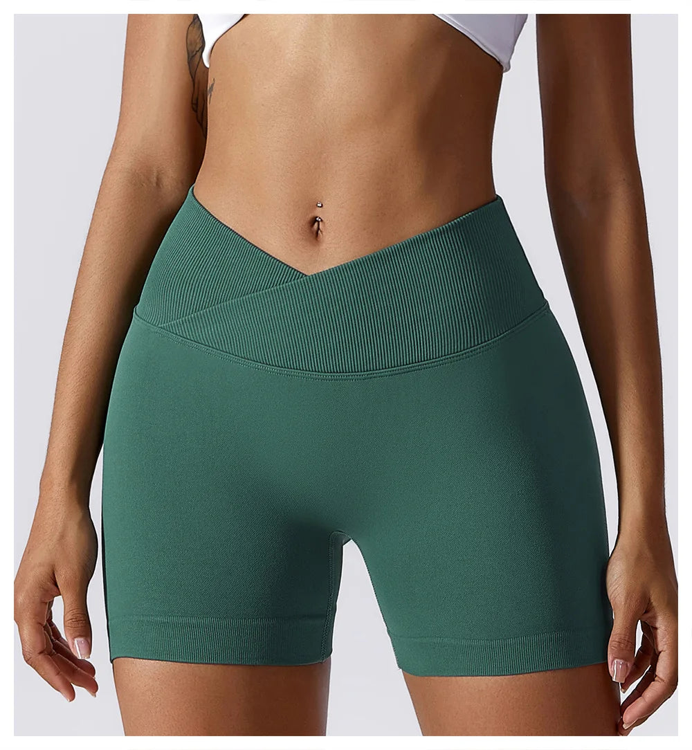 KiKis High Waist Seamless Yoga Shorts in Blue