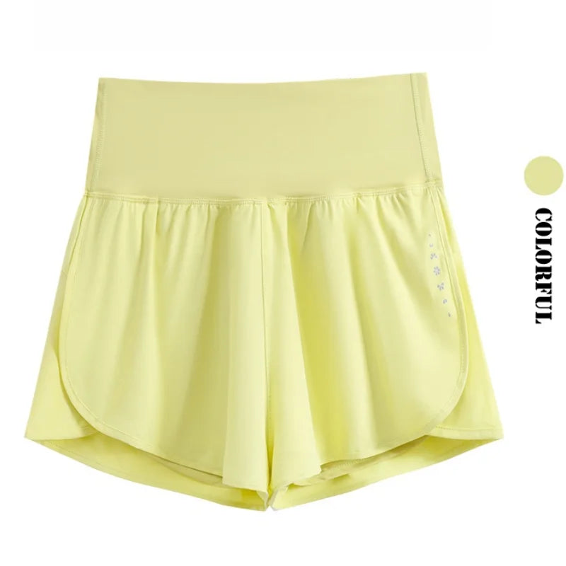 DRUR Women Yoga Shorts High Waist Double Layer Running Gym Shorts With Pocket Summer Sportswear Fitness Clothes Jogger Short New