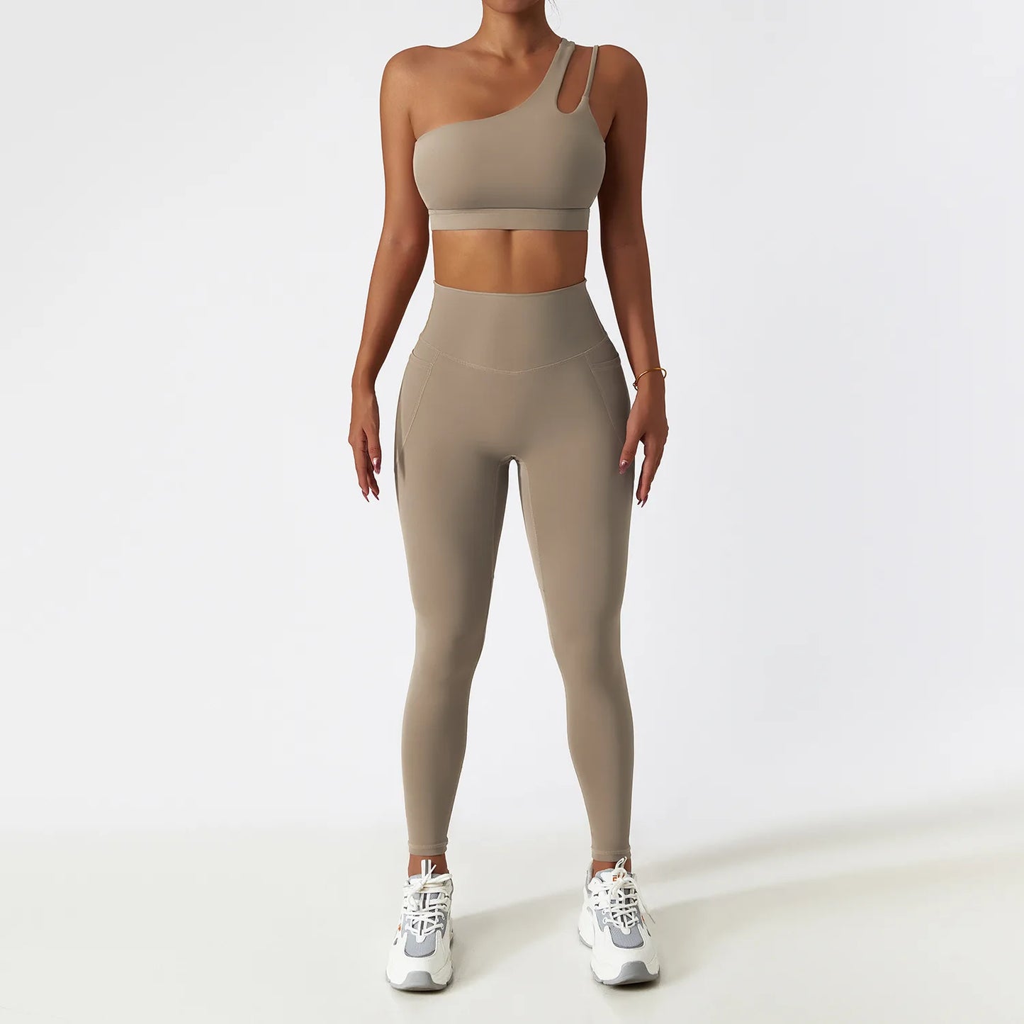 One Shoulder Sports Bra and Leggings Set