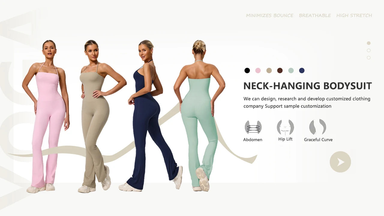 KiKis one piece yoga suit for women in multiple colors showing front and back views with breathable high stretch fabric
