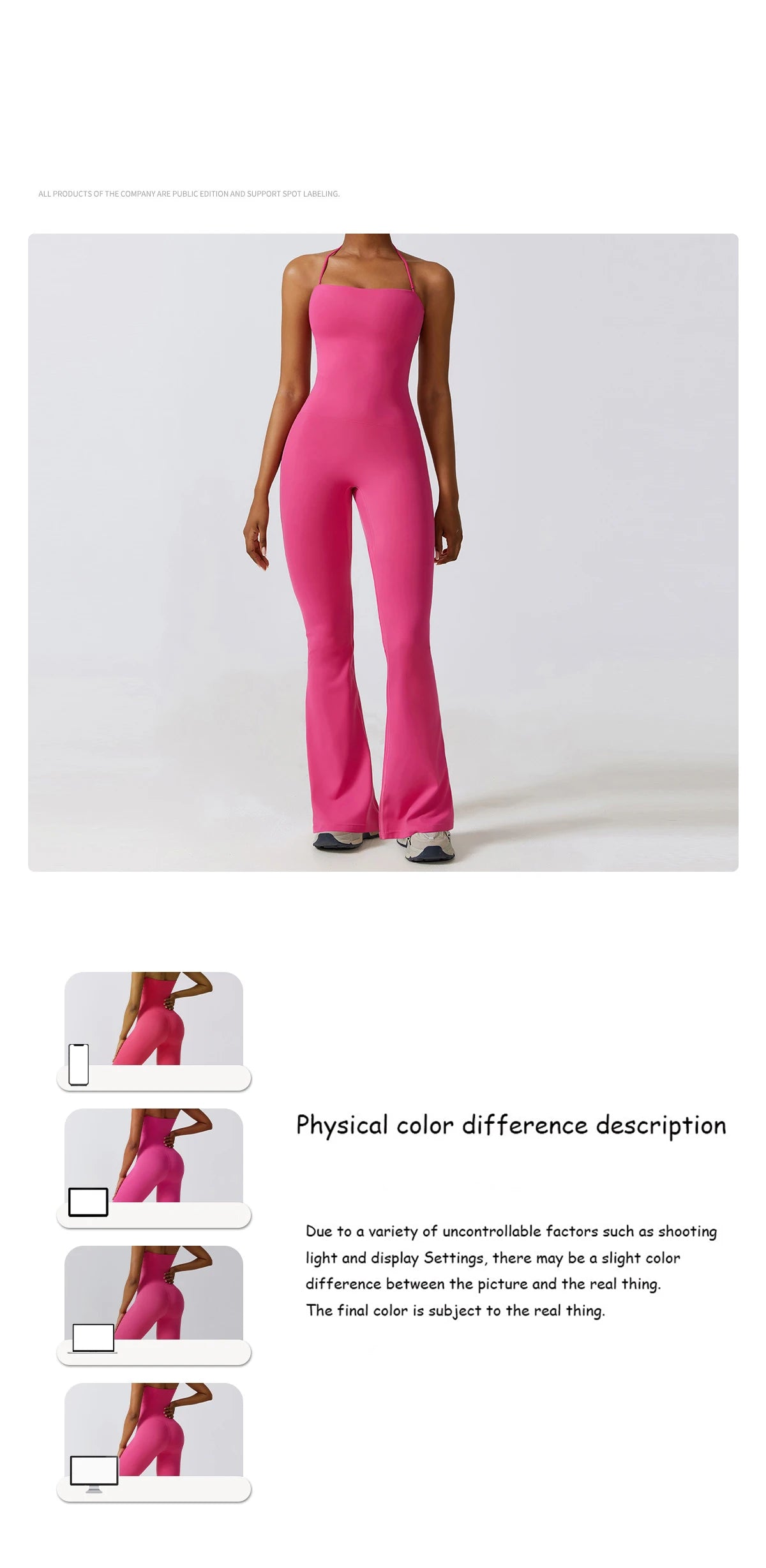 KiKis one piece yoga suit for women in bright pink with slim fit and flared legs