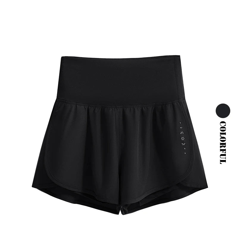 KiKis black Womens Running Shorts with high waist and breathable fabric for comfort