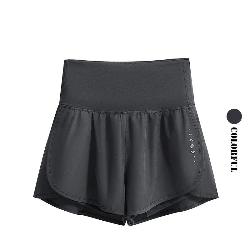 KiKis black womens running shorts with high waistband and side reflective details