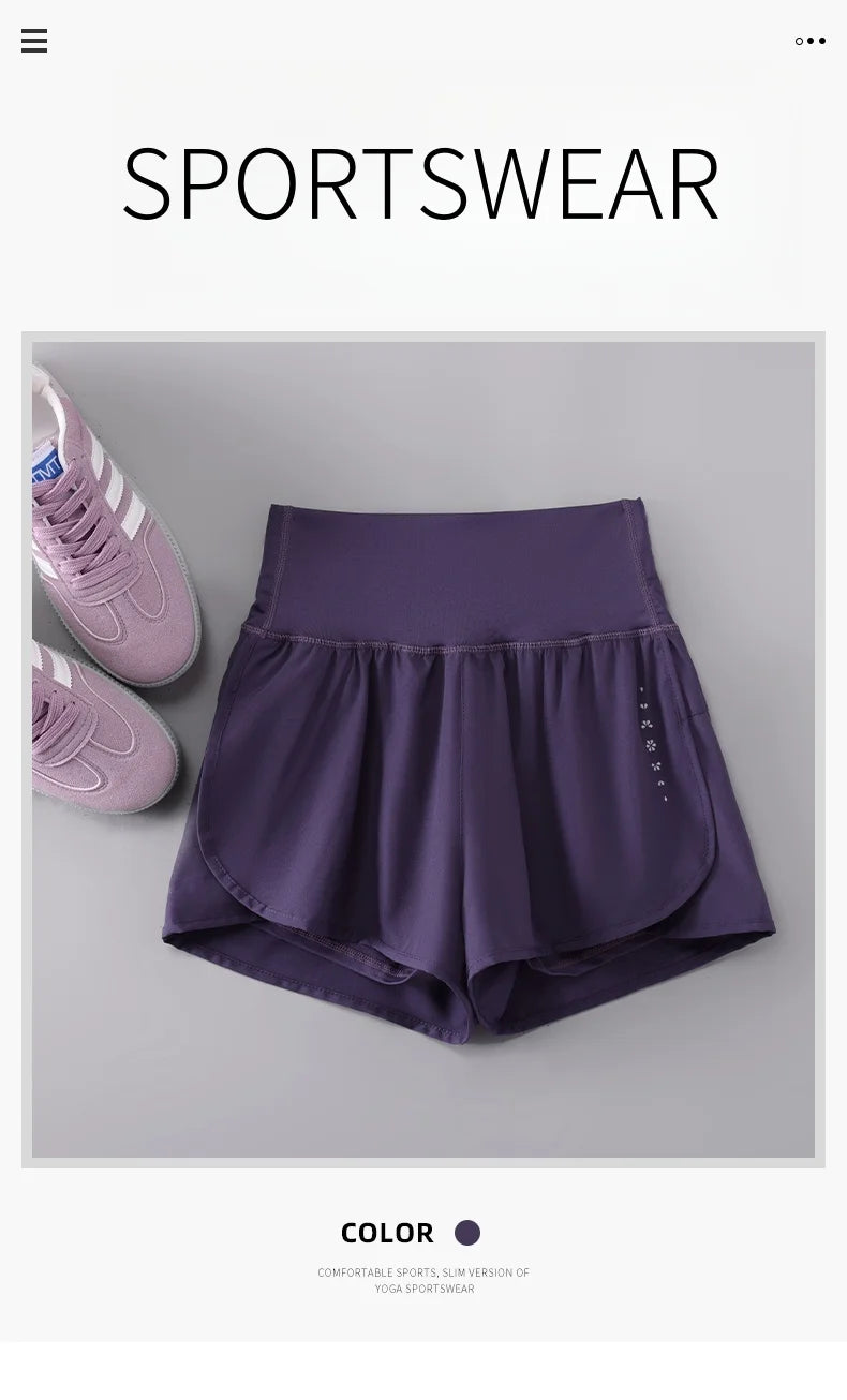 KiKis Womens Running Shorts in dark purple with comfortable high waistband for sportswear
