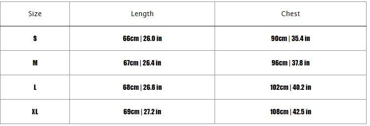 Size chart for round neck sleeveless gym top by KiKis showing length and chest measurements in cm and inches