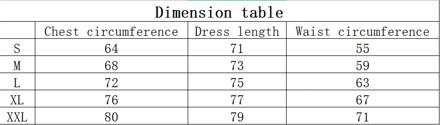 Size chart for women's workout jumpsuit by KiKis showing chest, dress length, and waist measurements