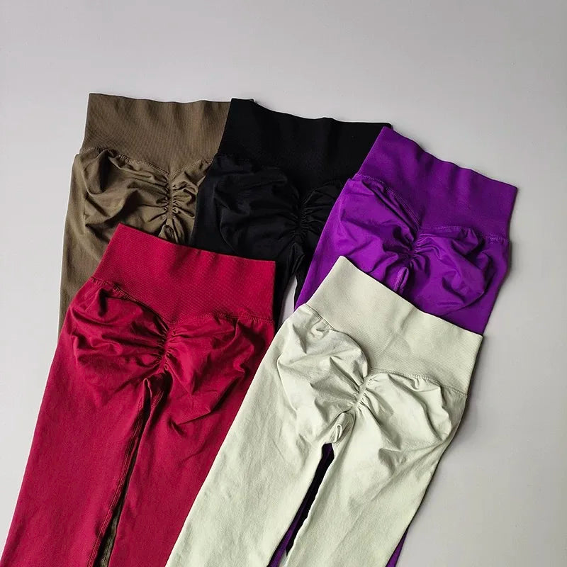 KiKis high waisted workout set for women in multiple colors including red black purple beige and brown