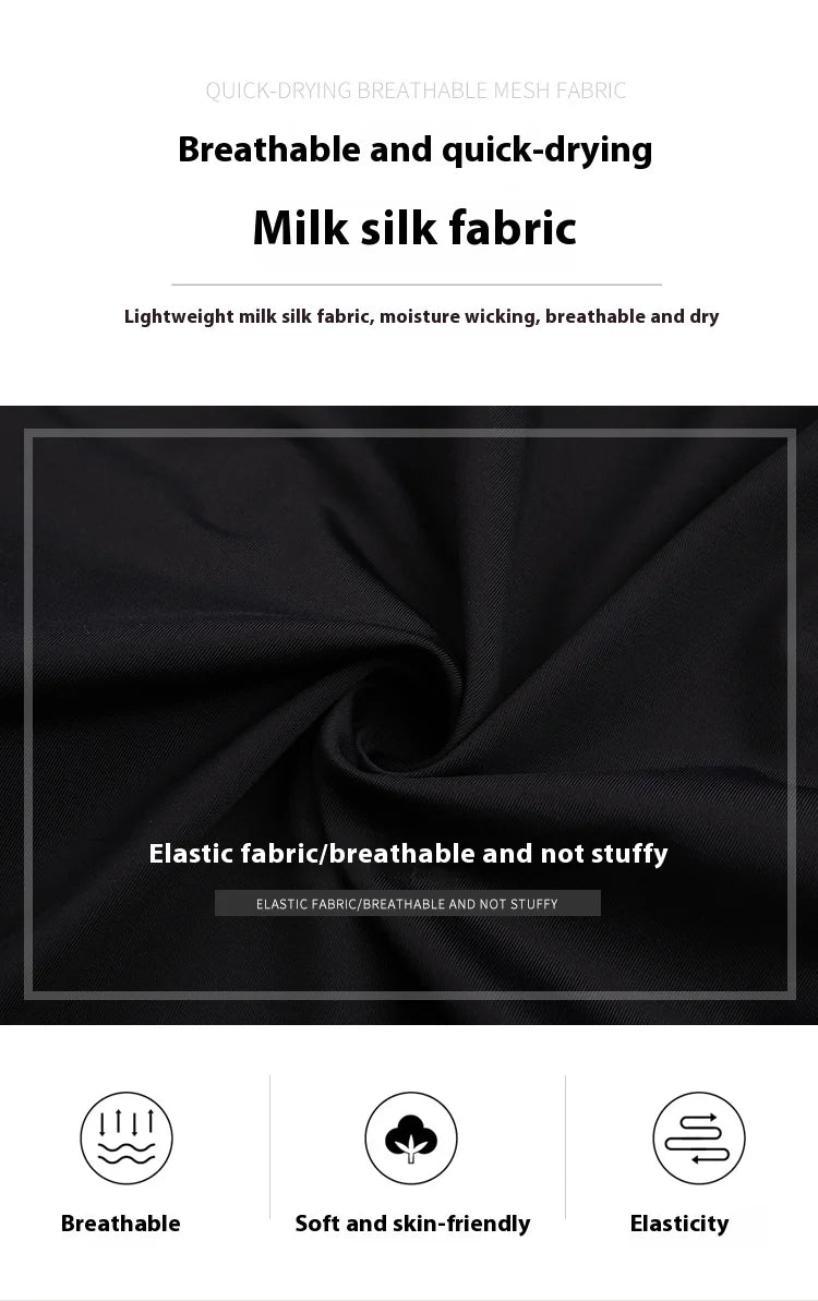 Black breathable milk silk fabric close-up for women's long sleeve cycling jersey with elasticity and moisture wicking