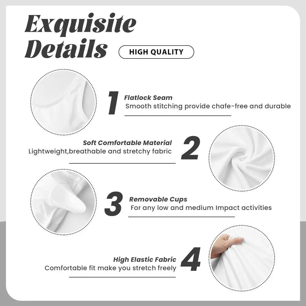 Close-up details of mermaid scale sports bra for women showing flatlock seam, soft fabric, removable cups, and high elastic material