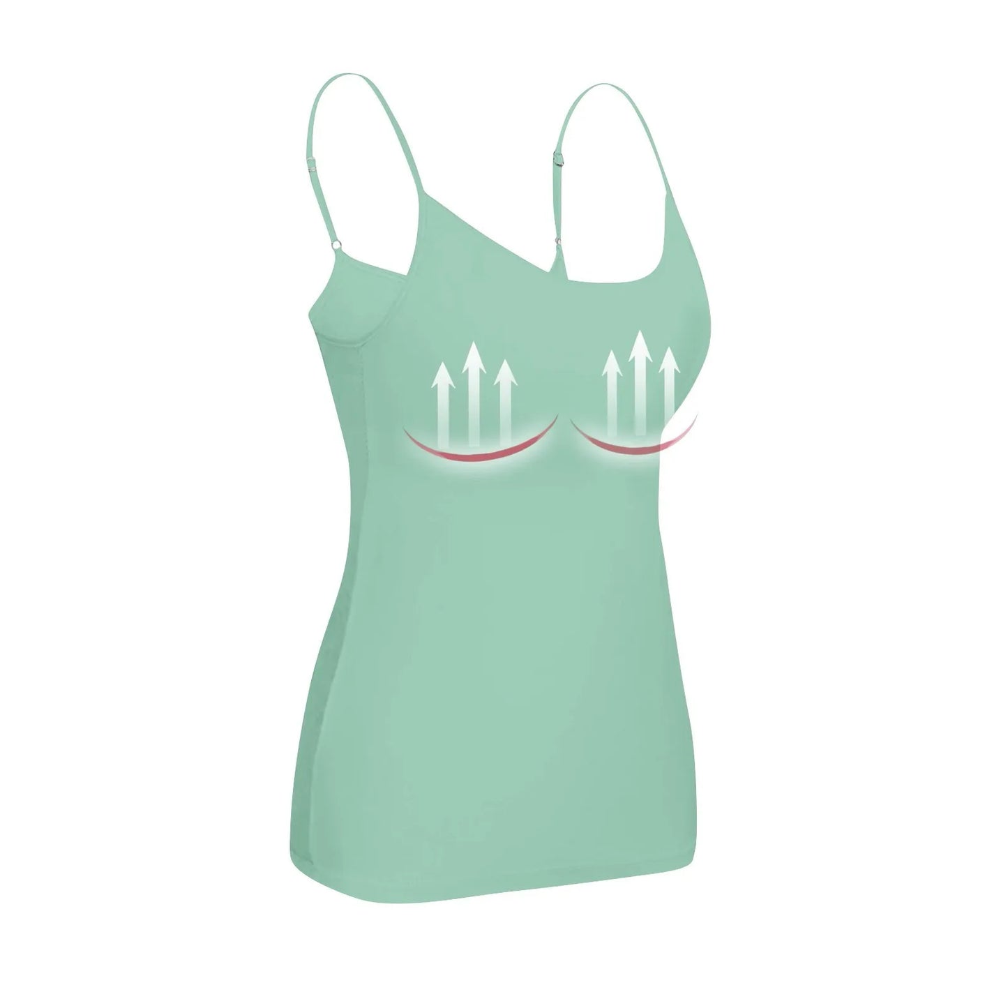 KiKis padded bra tank top for women in mint green with adjustable straps and lift support