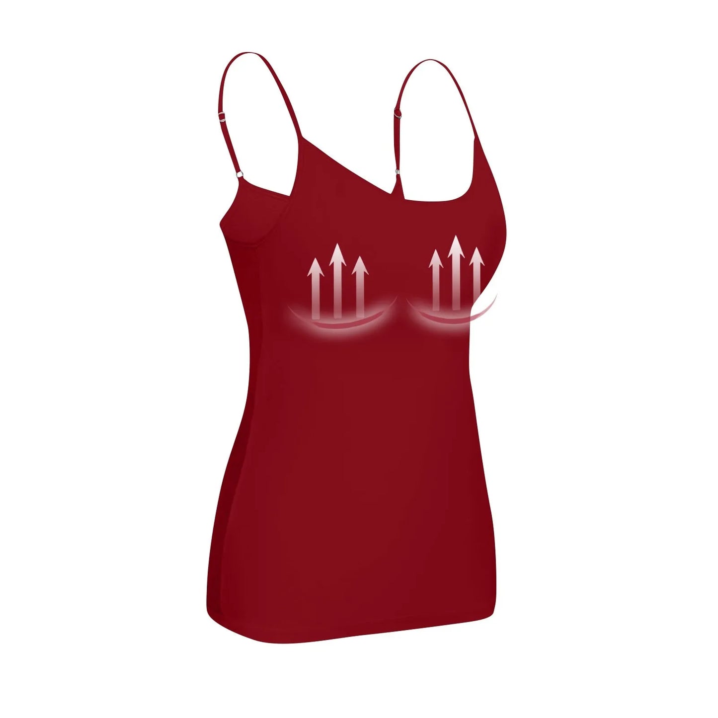 KiKis red padded bra tank top for women with adjustable straps and shaping support