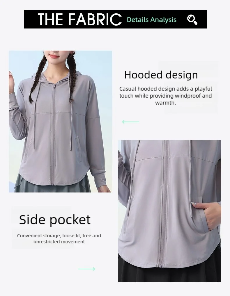 KiKis casual hooded jacket in light gray with side pockets offering windproof warmth and convenient storage
