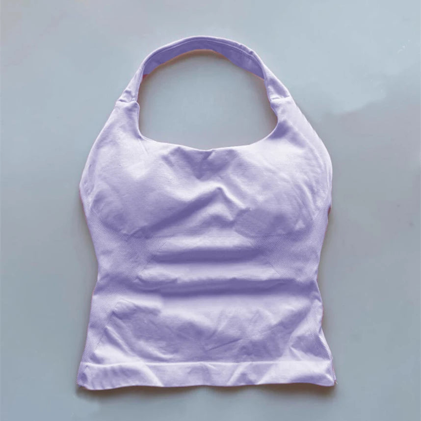 Lavender seamless backless sports tank top by KiKis designed for comfort and style