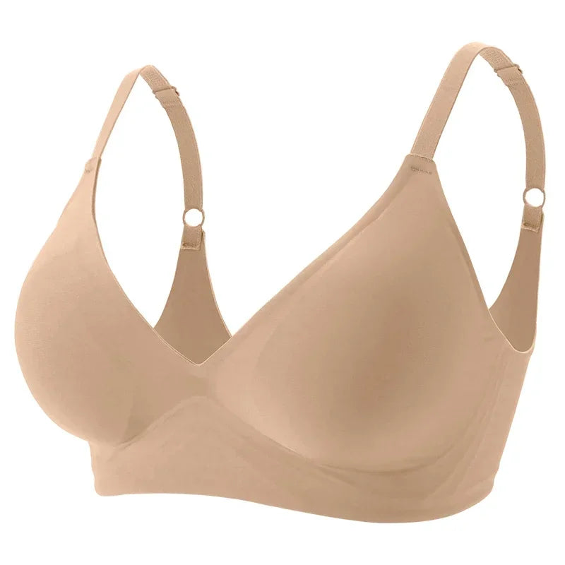 KiKis beige seamless push up bra for women with adjustable straps and smooth design