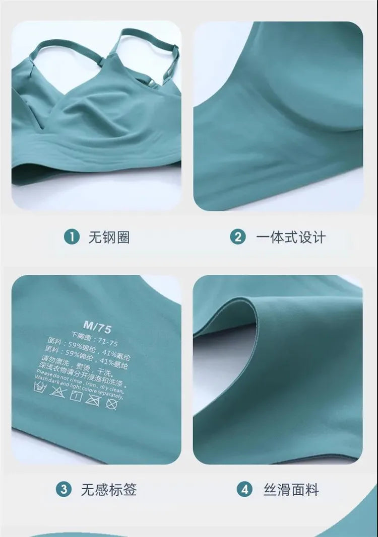 KiKis seamless push up bra for women in teal showing soft fabric and comfortable design details