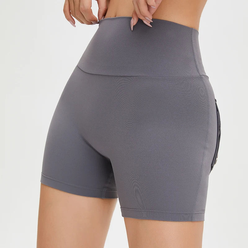 KiKis gray high waisted cycling shorts women stretchy and fitted for active wear