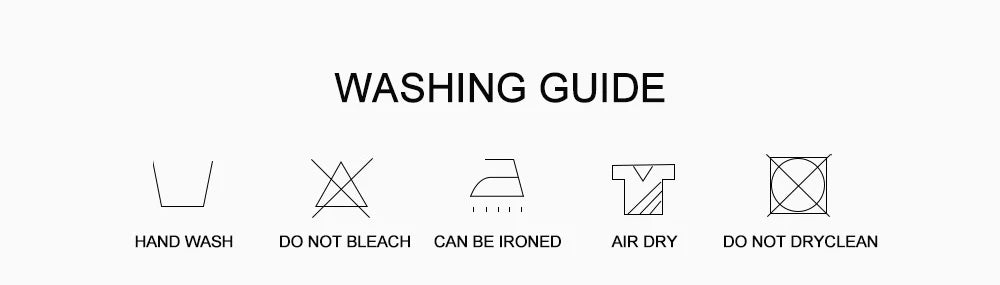 Washing guide icons for women’s nude fitness shorts set including hand wash, no bleach, iron, air dry, no dry clean