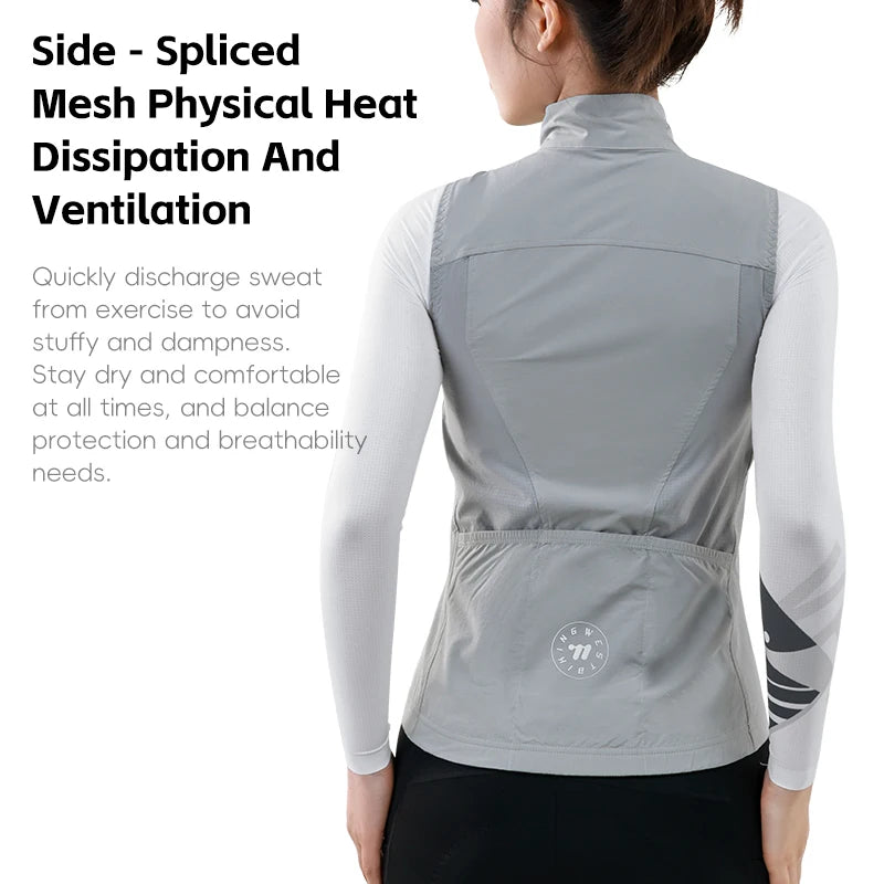 KiKis women's cycling vest summer in gray with side mesh ventilation for heat dissipation and comfort