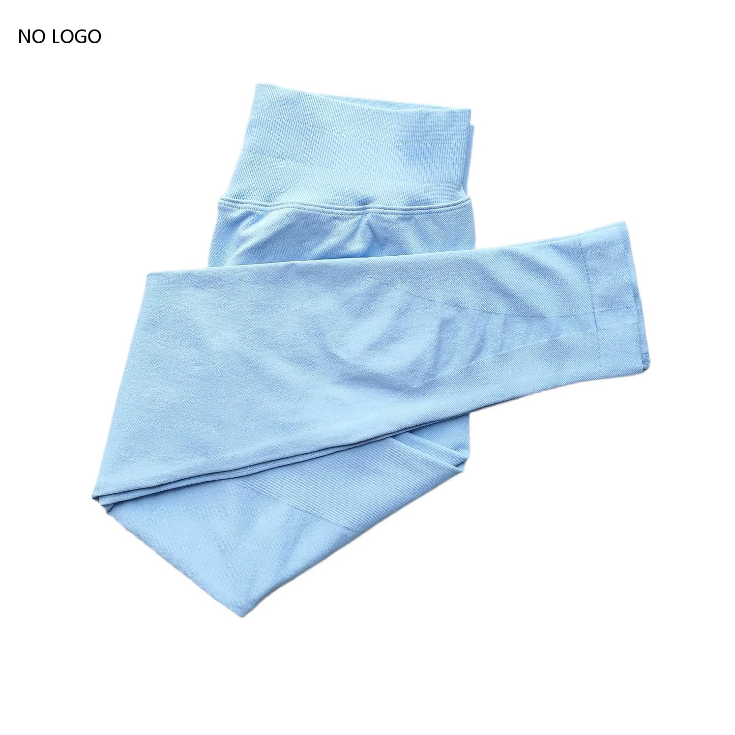 Light blue Woman Scrunch Bum Flare Leggings folded flat with high waistband by KiKis
