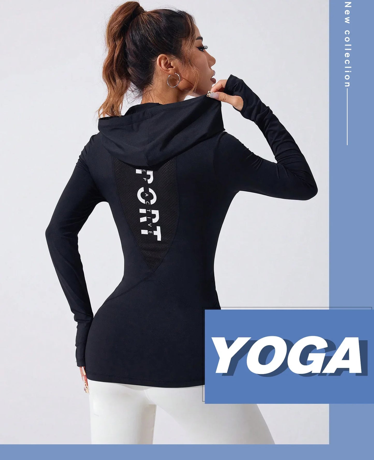 KiKis women's heart hat sweatshirt in black with hood and sporty back design