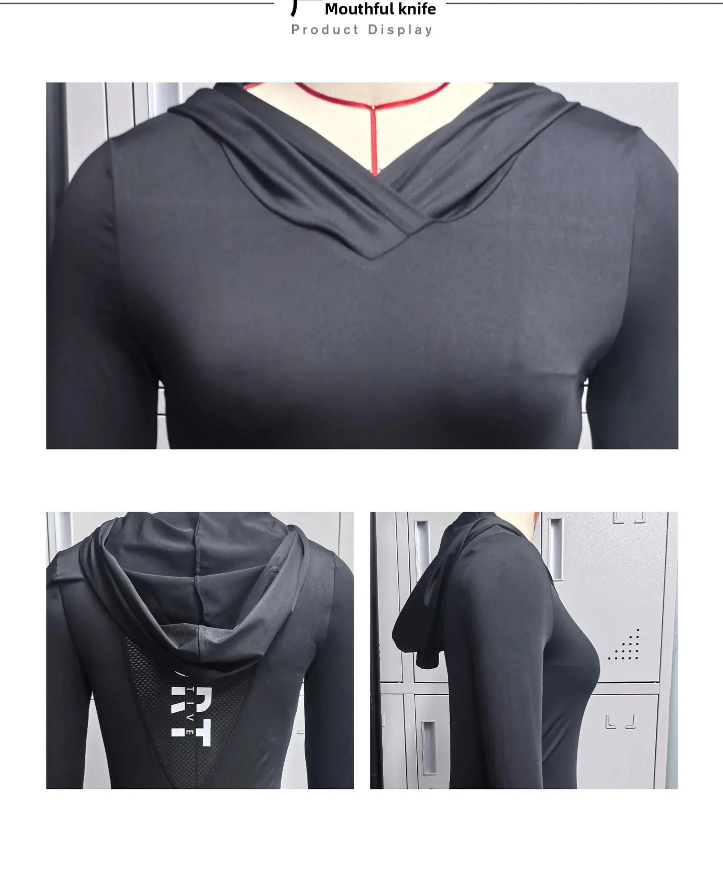 KiKis women's heart hat sweatshirt in black with a unique crossover neckline and hood