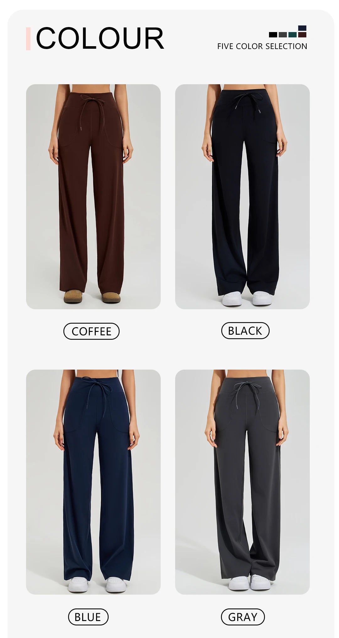 KiKis Women's High Waist Loose Running Yoga Pants available in coffee black blue and gray colors