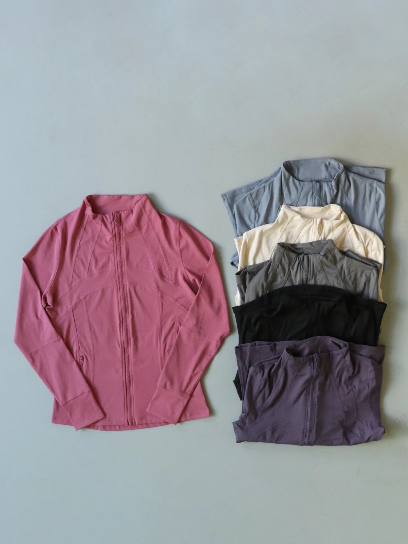 KiKis Women's Lightweight ZipUp Activewear Jacket in multiple colors including pink, gray, beige, black, and purple