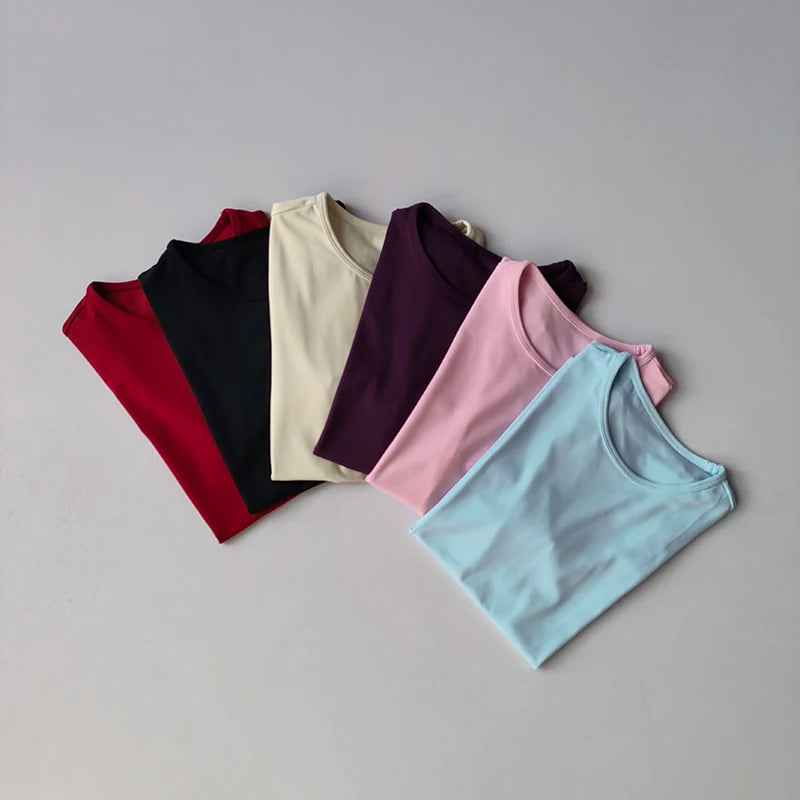KiKis women's quick-dry yoga tops in multiple colors including red black beige purple pink and blue