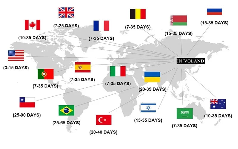 World map showing shipping delivery times to various countries for KiKis women's seamless yoga set
