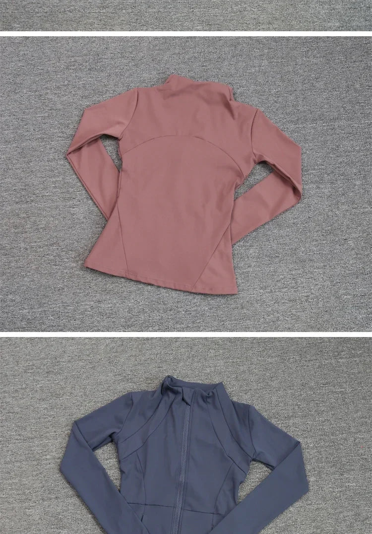KiKis women's slim fit sports coat shown in pink and gray colors laid flat on gray background