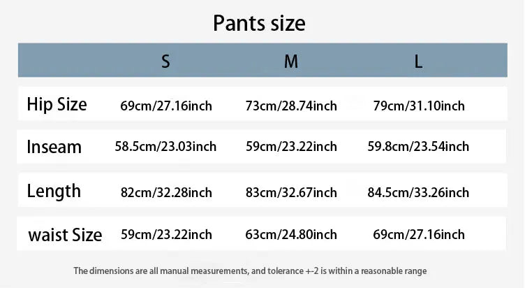 Size chart for Women's Tummy Control Sports Leggings showing hip, inseam, length, and waist measurements for sizes S, M, and L