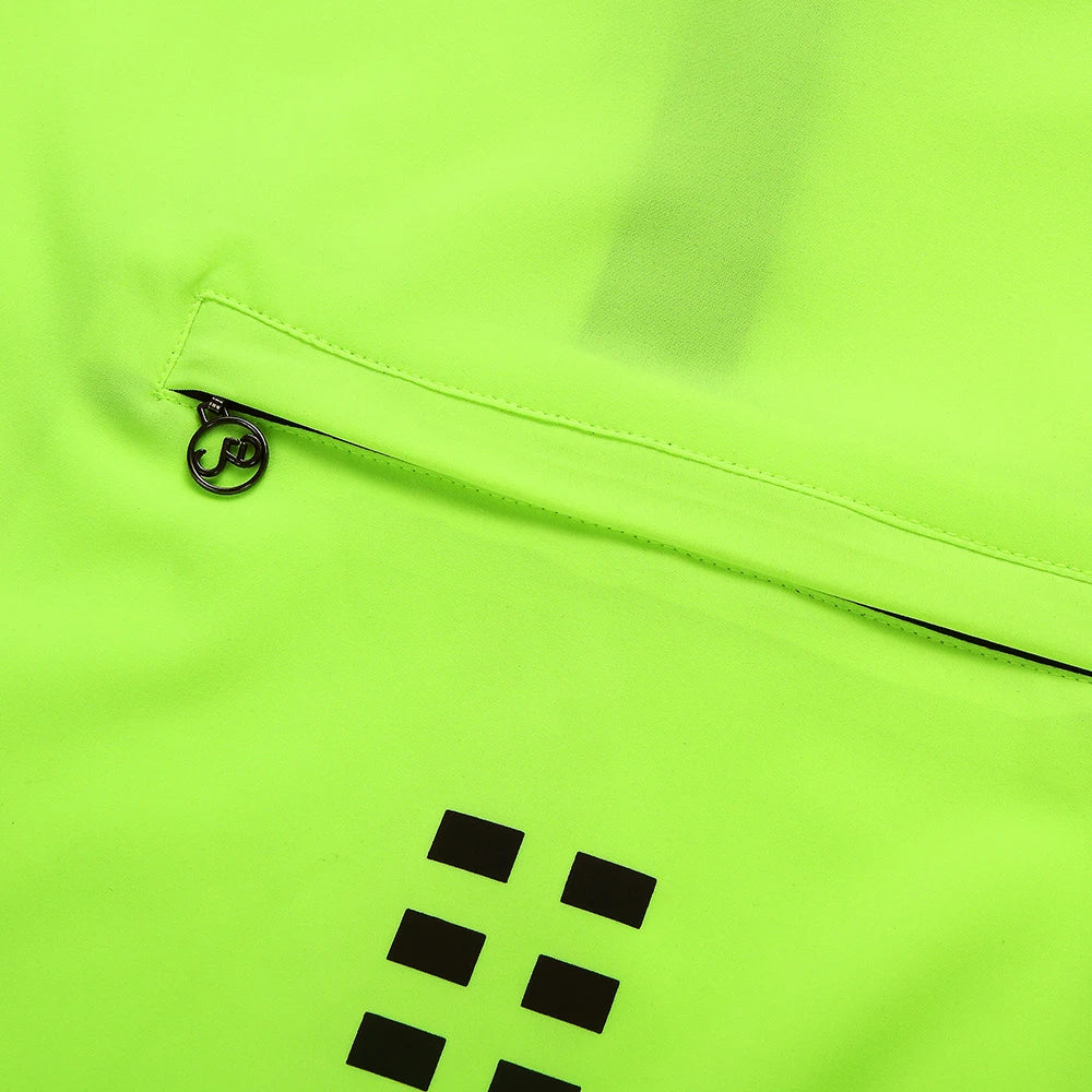 Close-up of bright yellow fabric with zipper and reflective details of Women's Reflective Cycling Jackets