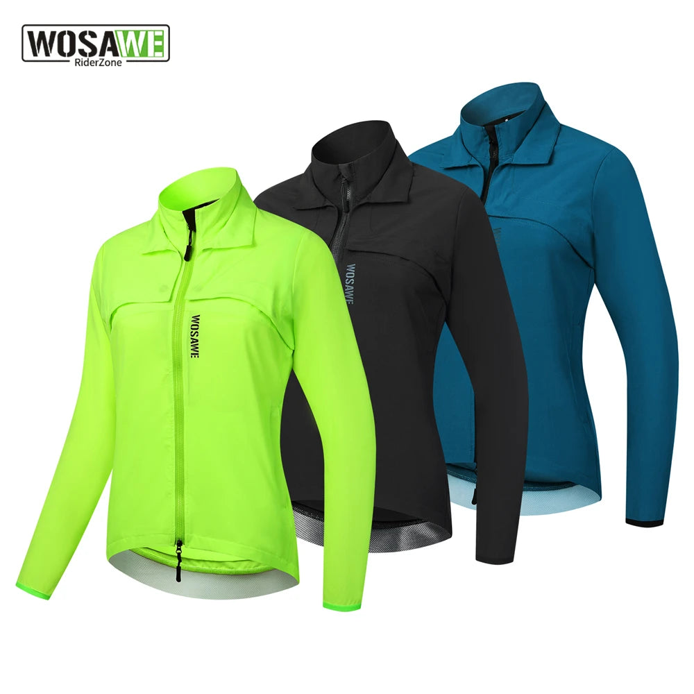 KiKis Women's Reflective Cycling Jackets in neon green black and blue lightweight breathable design