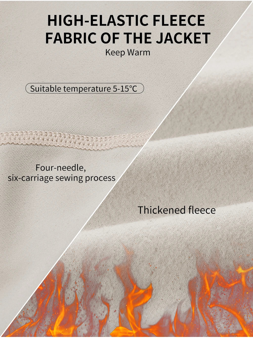 Close-up details of high-elastic fleece fabric and thickened fleece lining for women's winter cycling jacket by KiKis