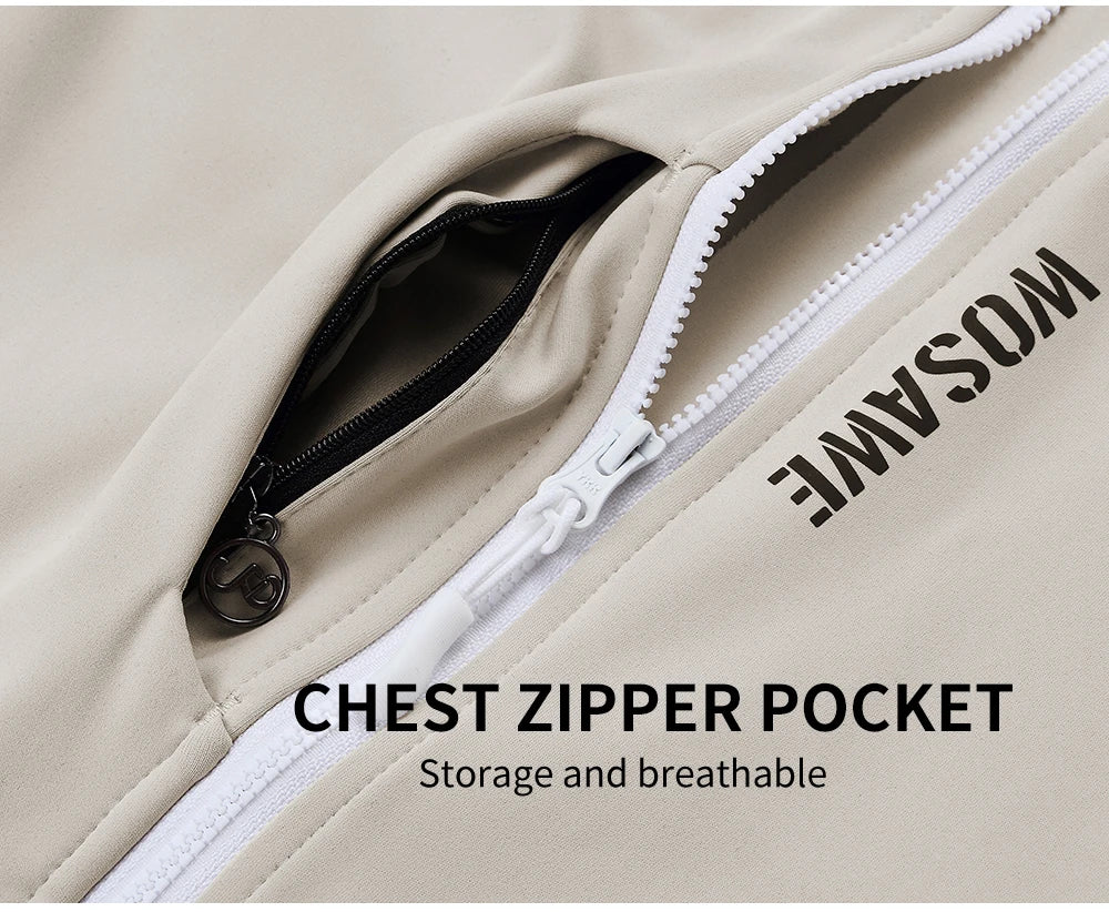 Close-up of chest zipper pocket on women's winter cycling jacket by KiKis, showing breathable storage feature