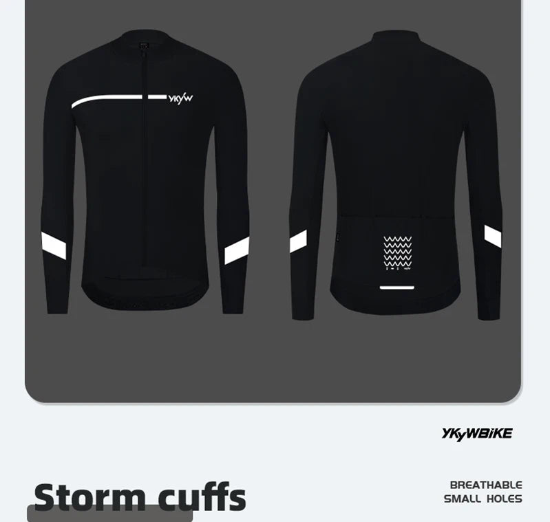 KiKis women's thermal cycling jacket in black with reflective details on sleeves and back