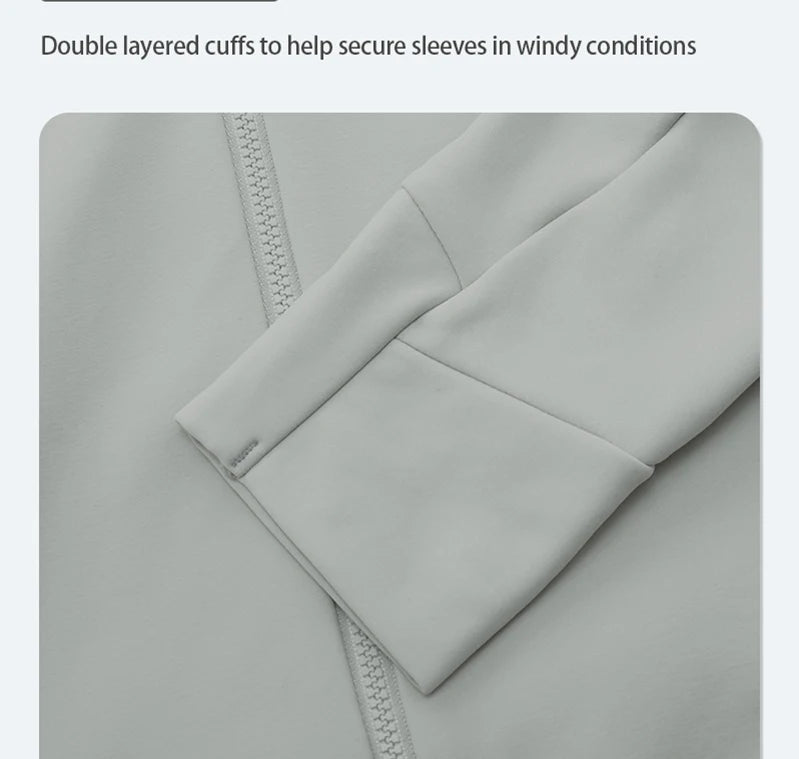 Close-up of double layered cuffs on women's thermal cycling jacket by KiKis for secure sleeves in windy conditions