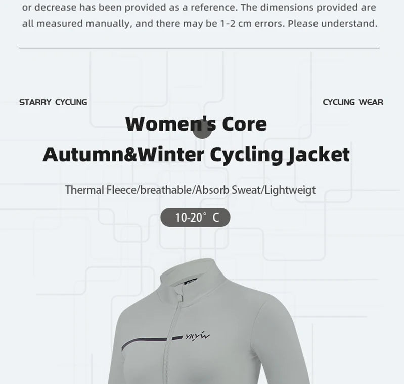 KiKis women's thermal cycling jacket in light gray with breathable, sweat-absorbing fabric for autumn and winter