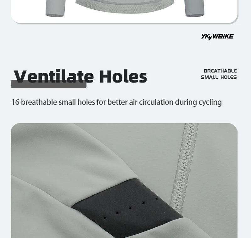 Close-up of women's thermal cycling jacket sleeve showing ventilate holes for breathability