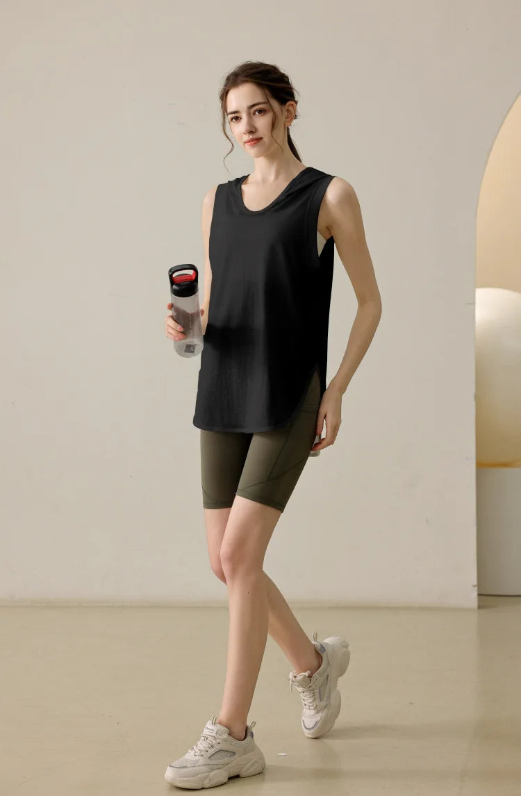 Summer Sleeveless Workout Hoodie for Women